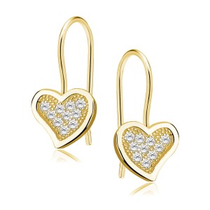 Cercei argint placati cu aur galben cu tortita model inima cu pietre DiAmanti Z1063JG_W-DIA (Argint 925‰ 1,5 g.)